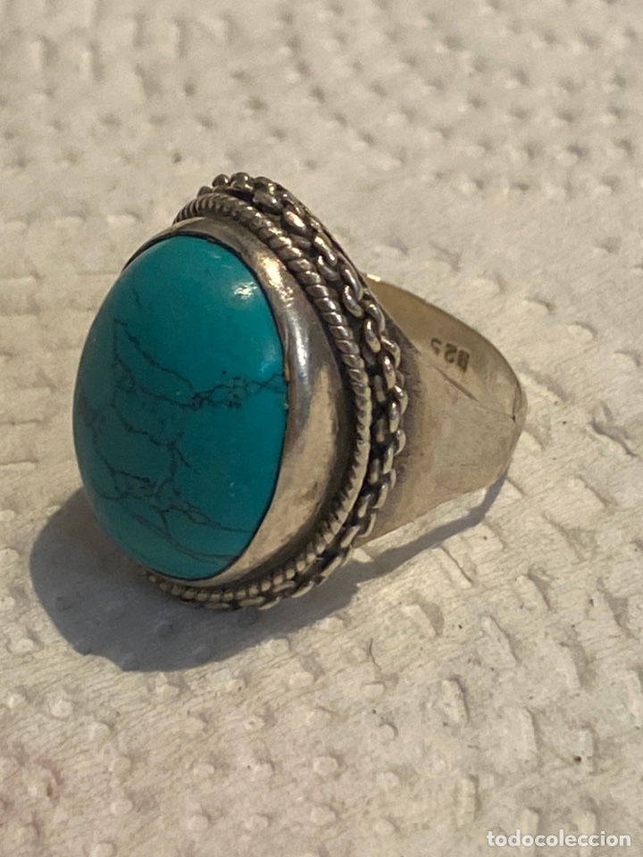 Banco Rubicundo Editor anillo de plata con piedra turquesa. precioso. - Comprar Anillos Antiguos  en todocoleccion - 269191833