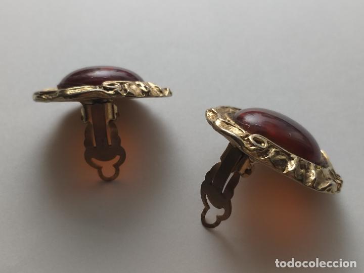 Joyeria: Pendientes de clips. Dorados y marrones. 4 cm de di&aacute;metro. - Foto 3