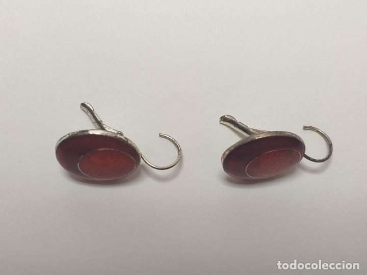 Joyeria: Pendientes. Redondos. Plateados, naranja y rojo. - Foto 3