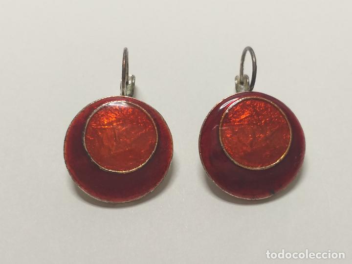 Joyeria: Pendientes. Redondos. Plateados, naranja y rojo. - Foto 1