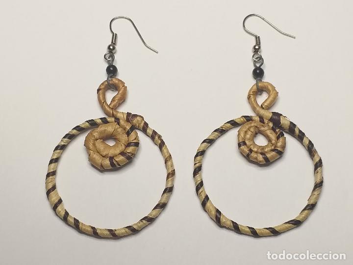 Joyeria: Pendientes artesanales. Tejido. 8 cm - Foto 3