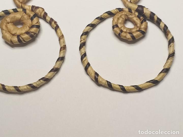 Joyeria: Pendientes artesanales. Tejido. 8 cm - Foto 4