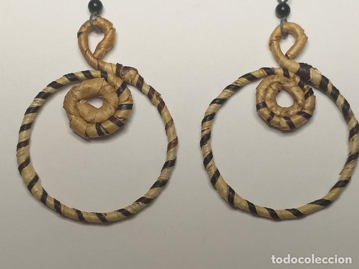 Joyeria: Pendientes artesanales. Tejido. 8 cm - Foto 5