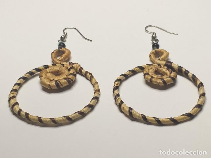 Joyeria: Pendientes artesanales. Tejido. 8 cm - Foto 6