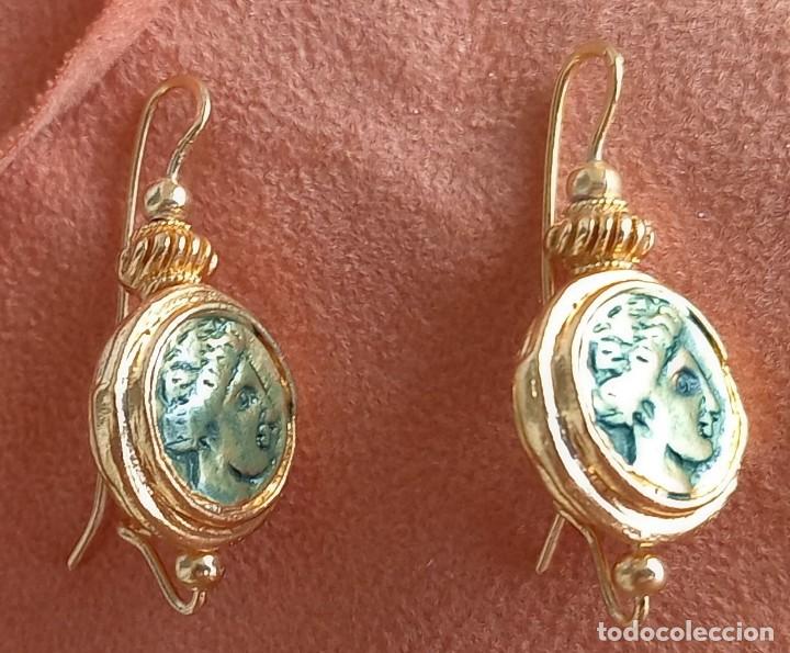 Joyeria: PENDIENTES JULIO C&Eacute;SAR ESTILO ROMANO CON BA&Ntilde;O DE ORO - Foto 2