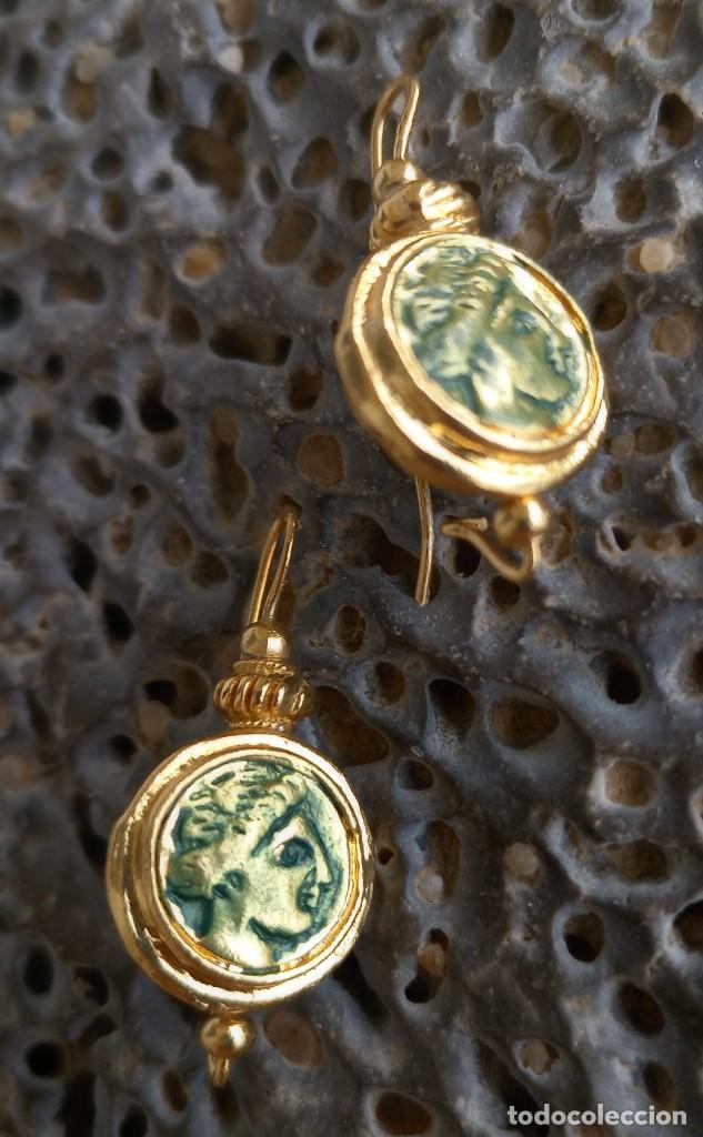 Joyeria: PENDIENTES JULIO C&Eacute;SAR ESTILO ROMANO CON BA&Ntilde;O DE ORO - Foto 4