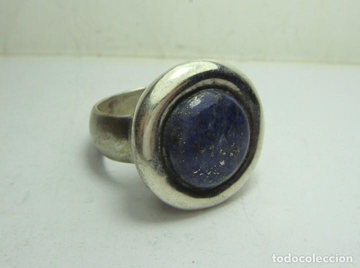 Joyeria: Anillo de Plata de Ley con Lapisl&aacute;zuli &middot; Talla 19 mm - Foto 1