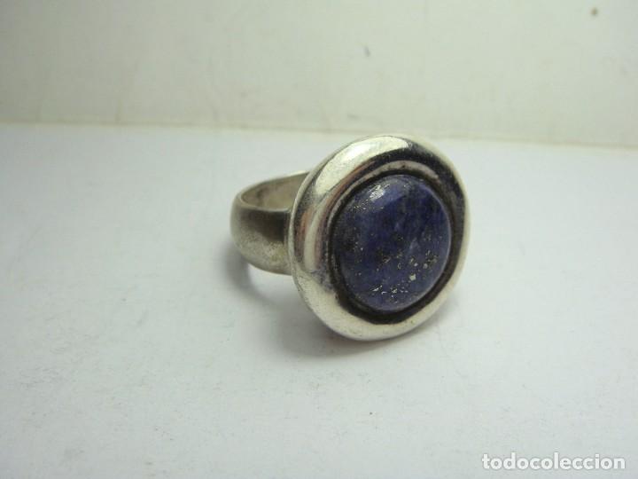 Joyeria: Anillo de Plata de Ley con Lapisl&aacute;zuli &middot; Talla 19 mm - Foto 2
