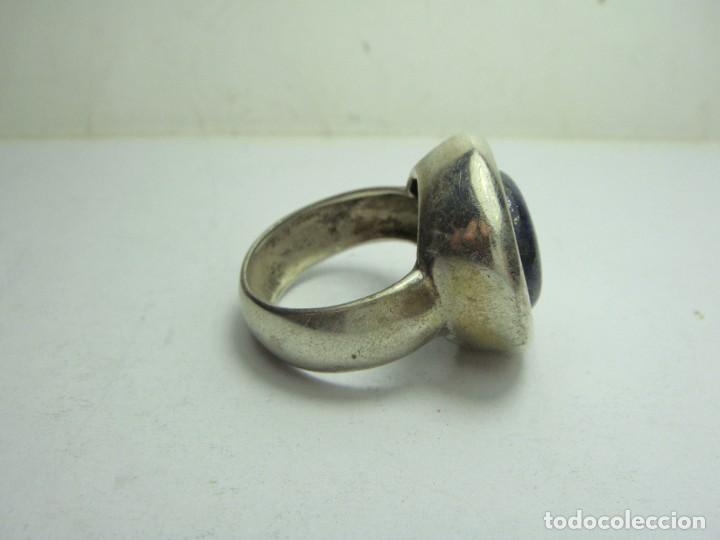 Joyeria: Anillo de Plata de Ley con Lapisl&aacute;zuli &middot; Talla 19 mm - Foto 3