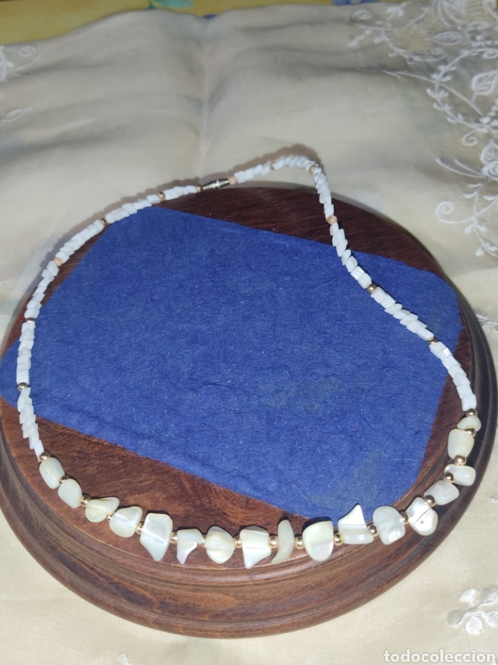 Joyeria: Collar de Nacar y opalina blanca.vintage. - Foto 1