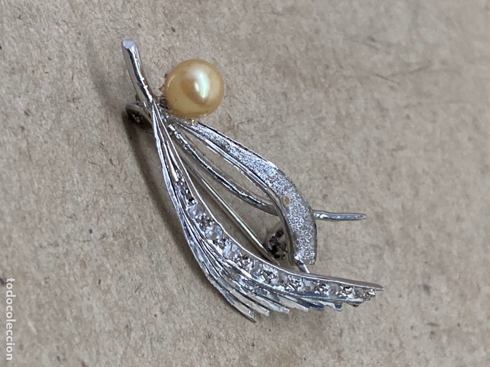 Joyeria: Broche de plata rodiado con perla /B87 - Foto 1