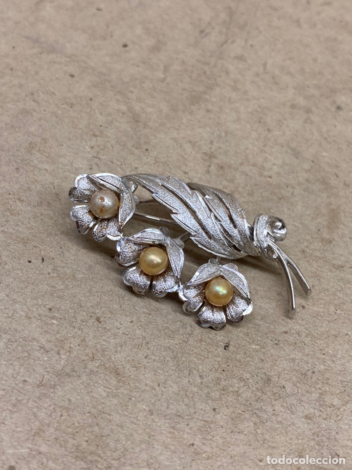 Joyeria: Broche VINTAGE de platarodiada con perlas /B86 - Foto 1
