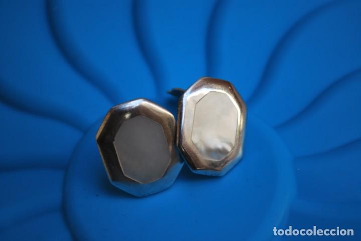 Joyeria: Elegante antiguo pendientes en plata con NACAR . - Foto 1