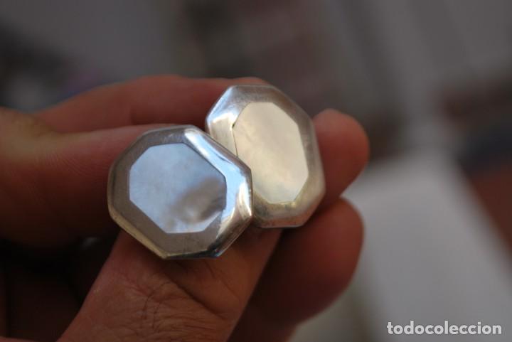 Joyeria: Elegante antiguo pendientes en plata con NACAR . - Foto 3