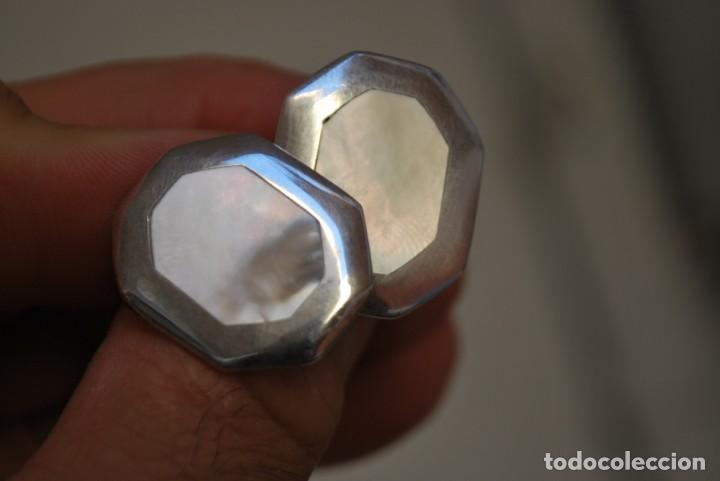 Joyeria: Elegante antiguo pendientes en plata con NACAR . - Foto 4