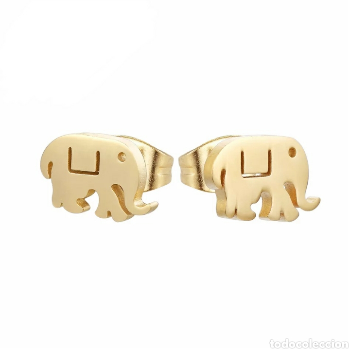 Joyeria: EXCLUSIVOS PENDIENTES DE ACERO Y ORO EN FORMA DE ELEFANTES