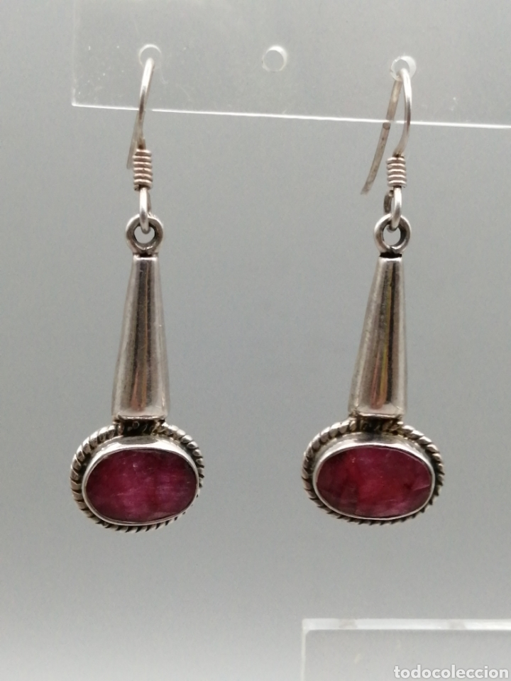 Joyeria: Pendientes plata de ley y rub&iacute;es - Foto 2