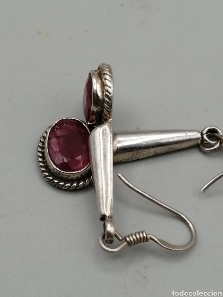 Joyeria: Pendientes plata de ley y rub&iacute;es - Foto 3