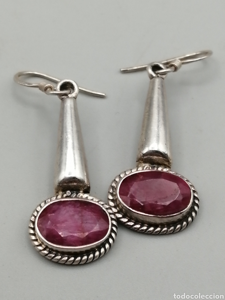Joyeria: Pendientes plata de ley y rub&iacute;es - Foto 1