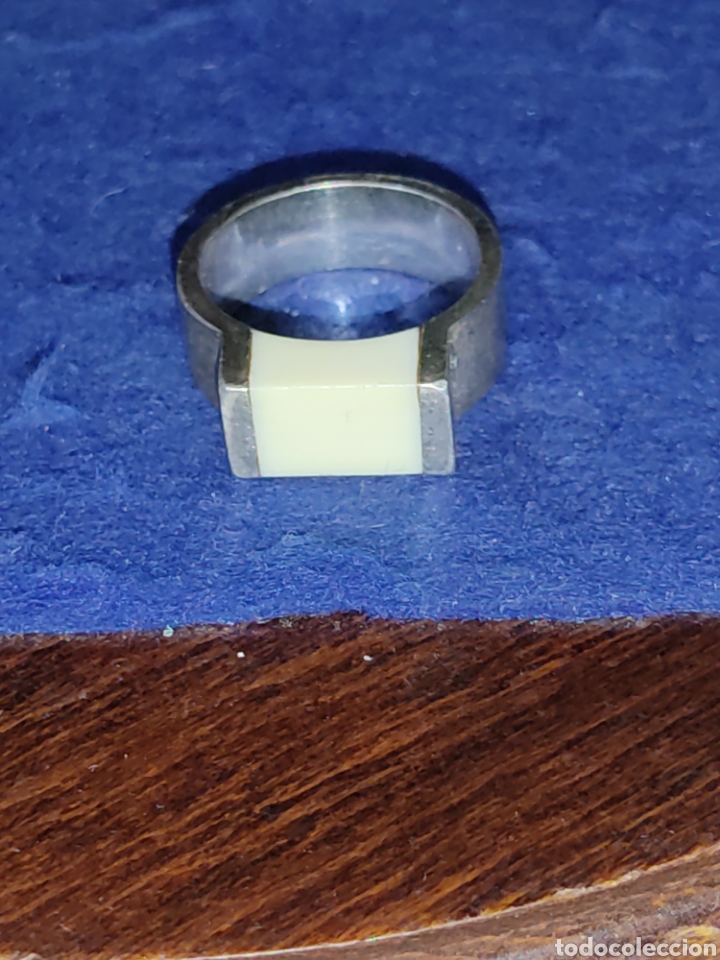 Joyeria: Anillo antiguo de plata contrastada y hueso. - Foto 1