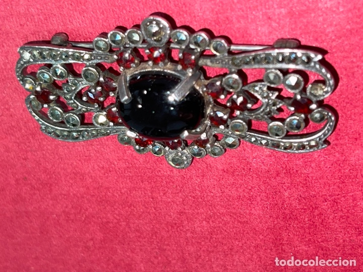 Joyeria: Bell&iacute;simo broche antiguo en plata de Ley, marquesitas y granates - Foto 4