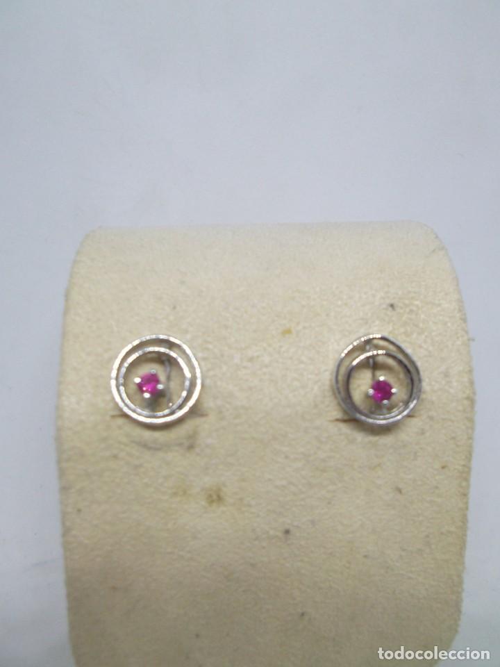 Joyeria: Pendientes de plata y topacio rosa.Vintage - Foto 1
