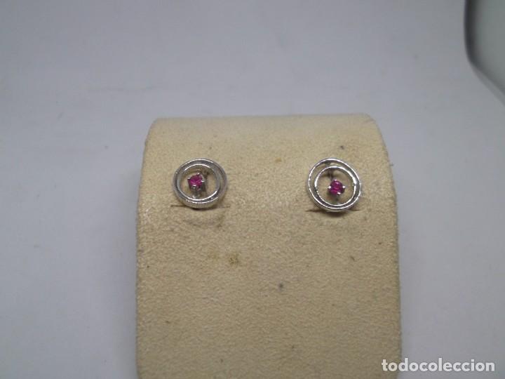 Joyeria: Pendientes de plata y topacio rosa.Vintage - Foto 2