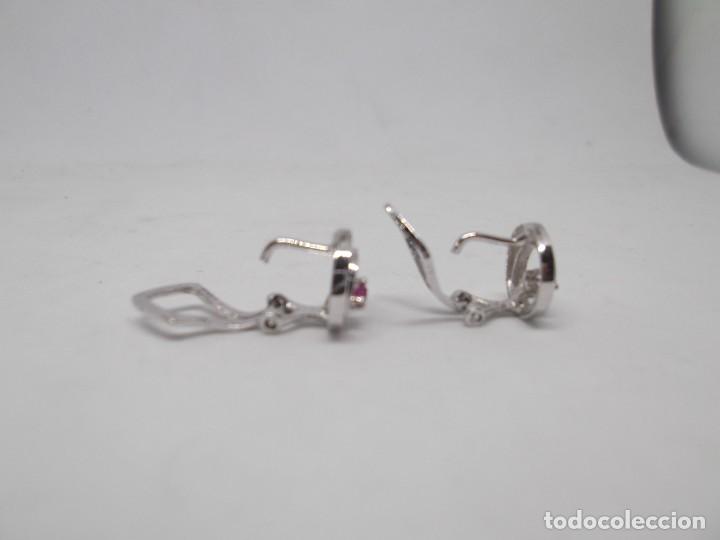 Joyeria: Pendientes de plata y topacio rosa.Vintage - Foto 3