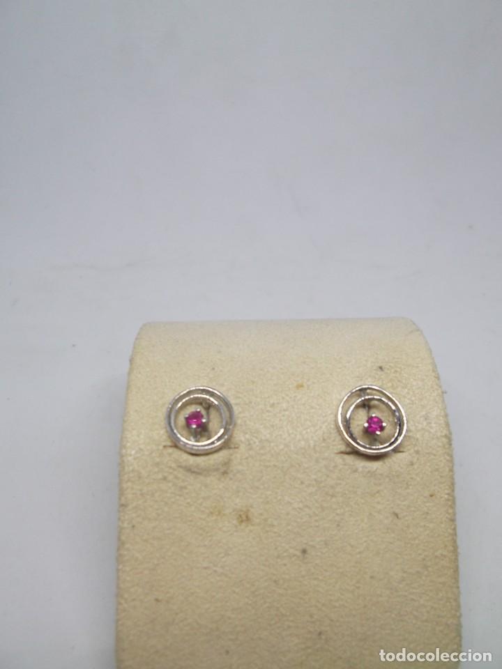 Joyeria: Pendientes de plata y topacio rosa.Vintage - Foto 4