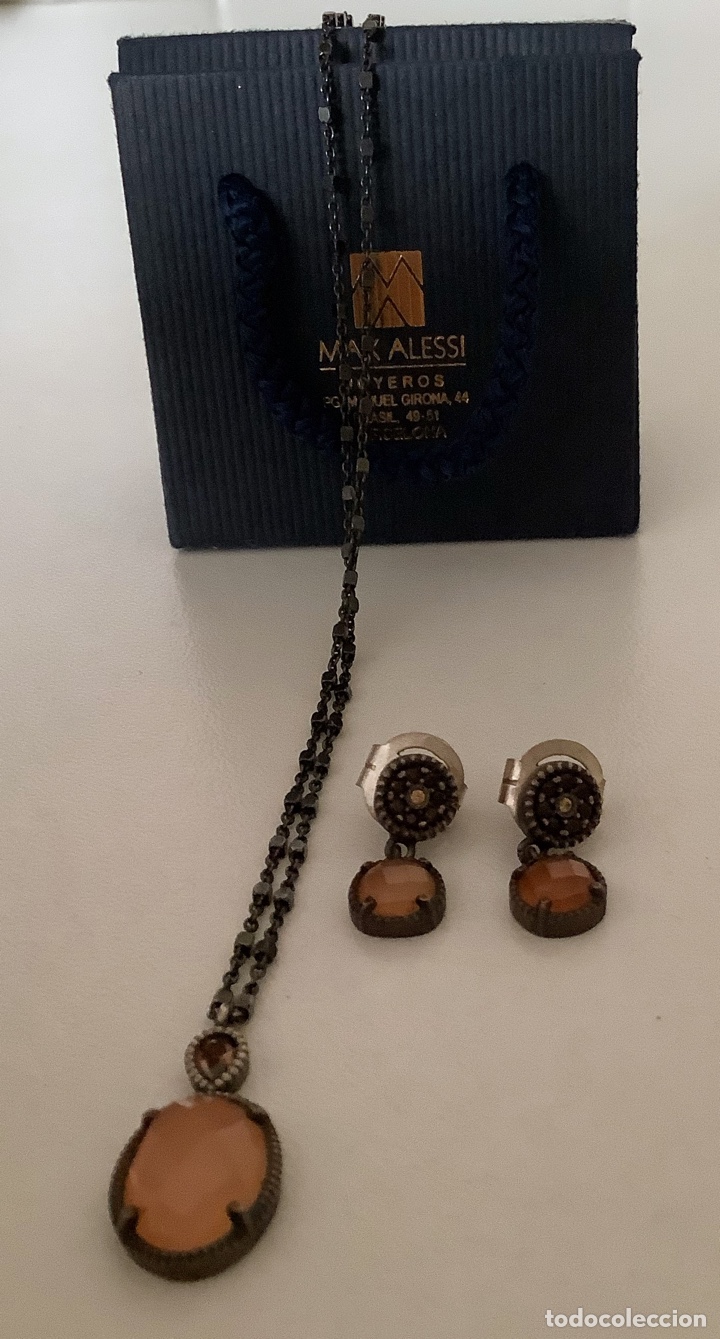 pendientes con enganche de plata con piedras na - Compra venta en  todocoleccion