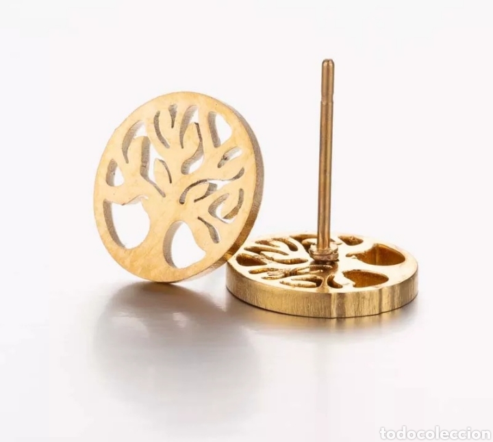Joaillerie: FANT&Aacute;STICOS PENDIENTES de ACERO y ORO del ARBOL DE LA VIDA