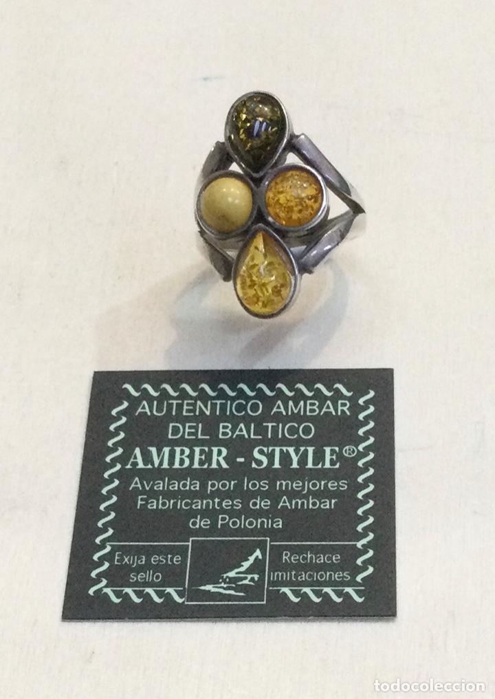 Joyeria: Anillo en &aacute;mbar y plata de ley. N&uacute;mero 10. NUEVO - Foto 1