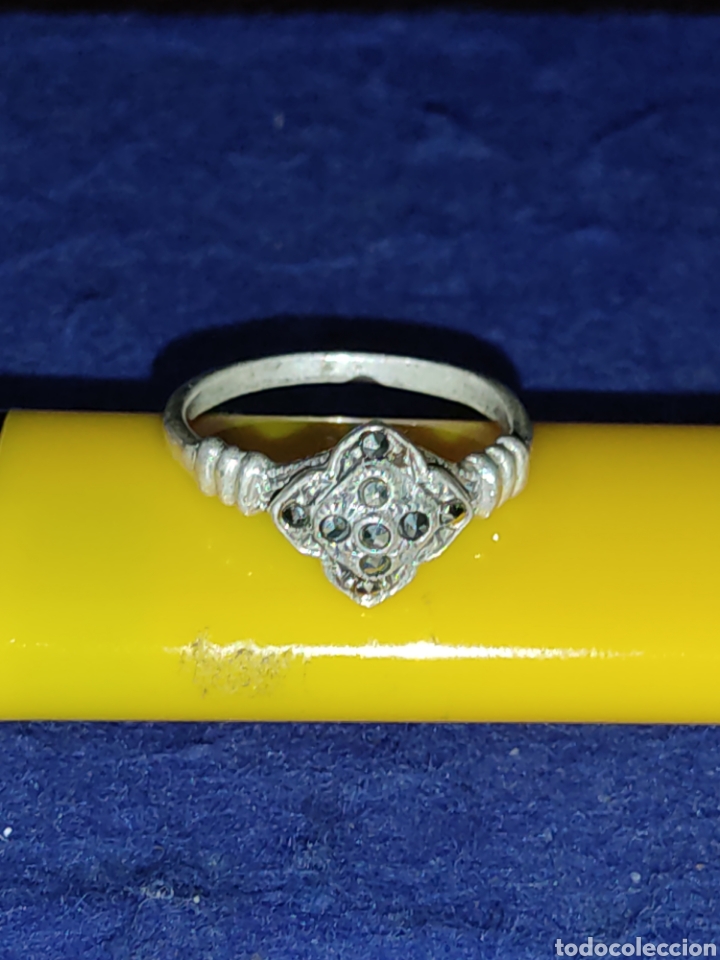 Joyeria: Anillo modernista de plata 925 y marquesitas. - Foto 2
