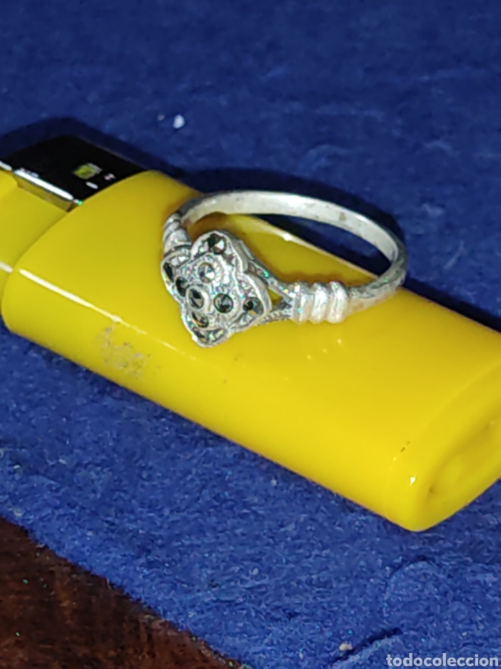 Joyeria: Anillo modernista de plata 925 y marquesitas. - Foto 4