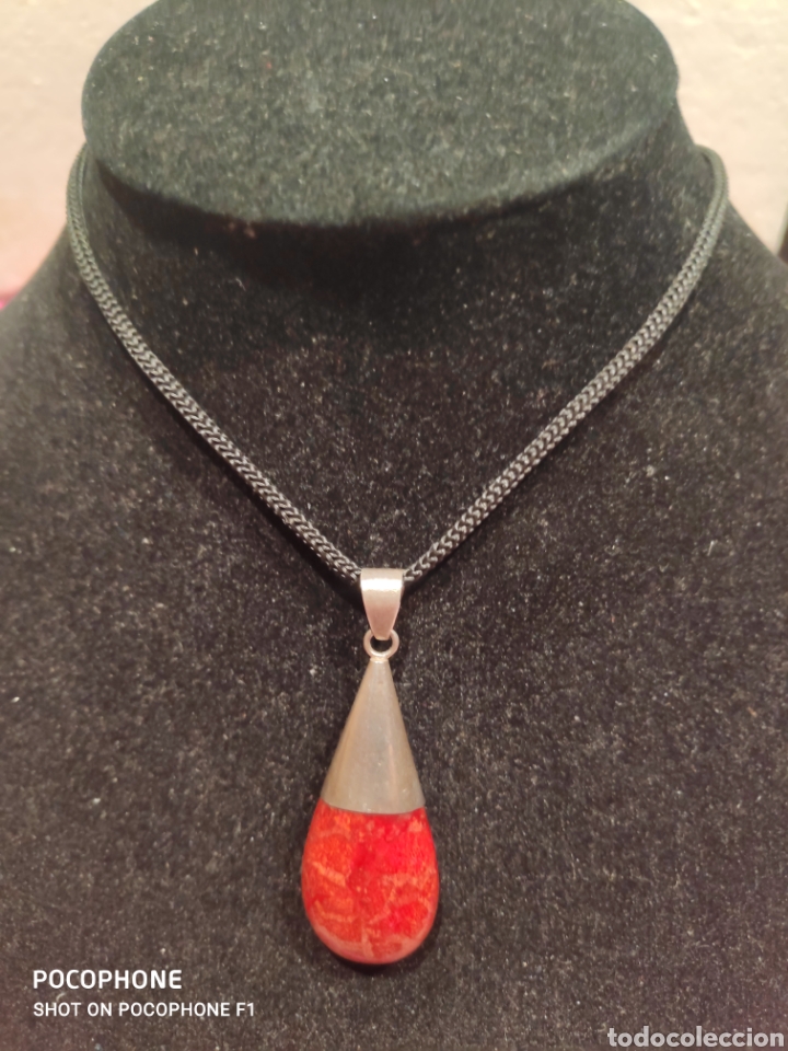 Joyeria: Colgante en plata y coral esponja rojo - Foto 1