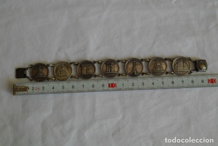 Joyeria: Pulsera en metal plateado, relieves de monumentos franceses - Foto 4