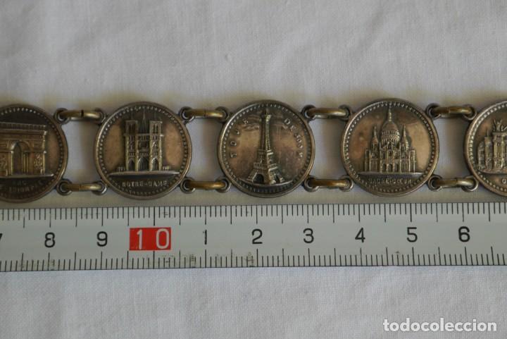 Joyeria: Pulsera en metal plateado, relieves de monumentos franceses - Foto 6