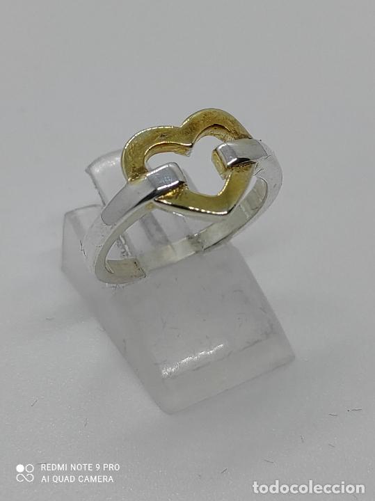 Joyeria: Original anillo ba&ntilde;ado en plata de ley y oro conforma de coraz&oacute;n. - Foto 3