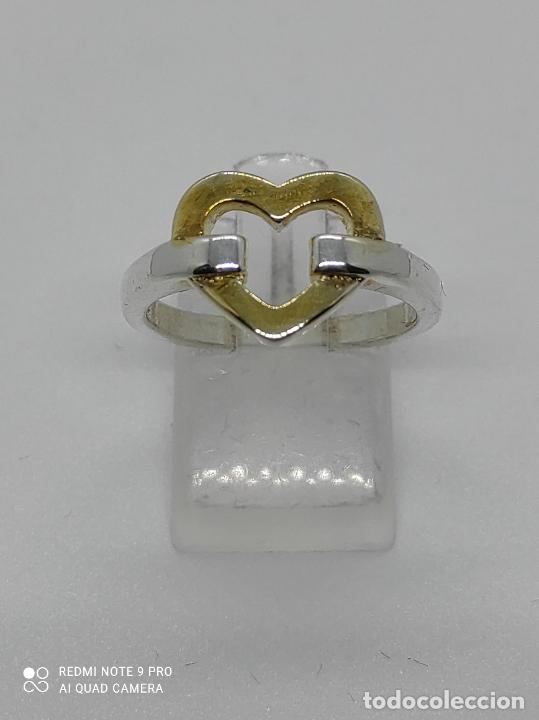 Joyeria: Original anillo ba&ntilde;ado en plata de ley y oro conforma de coraz&oacute;n. - Foto 4