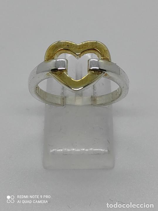 Joyeria: Original anillo ba&ntilde;ado en plata de ley y oro conforma de coraz&oacute;n. - Foto 1