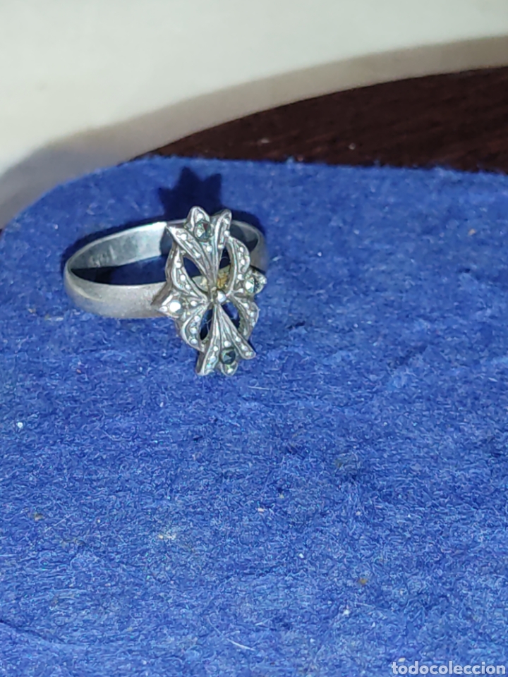 Joyeria: Antiguo anillo con marquesitas de plata contrastada - Foto 3