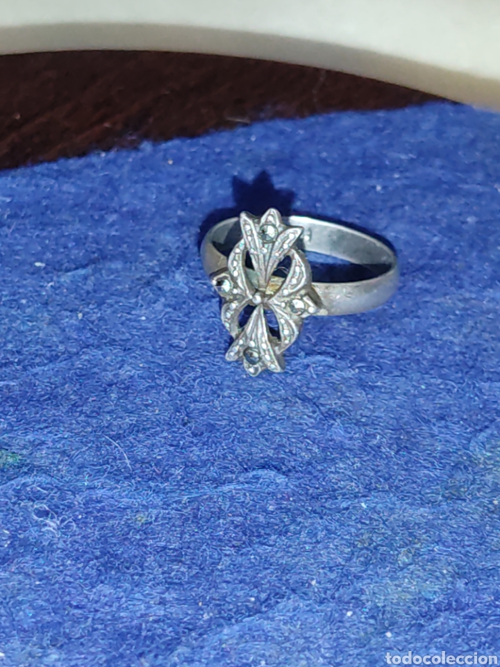 Joyeria: Antiguo anillo con marquesitas de plata contrastada - Foto 1