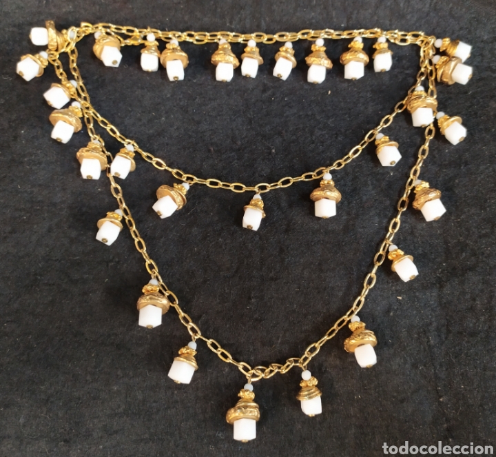 Joyeria: Espectacular collar vintage de opalina y abalorios dorados. - Foto 2