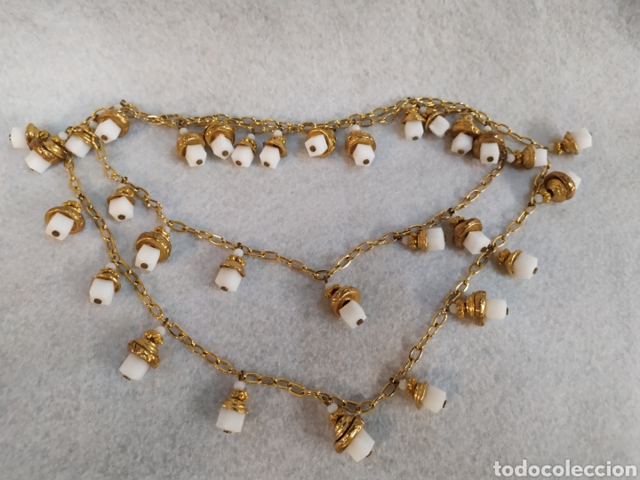 Joyeria: Espectacular collar vintage de opalina y abalorios dorados. - Foto 5