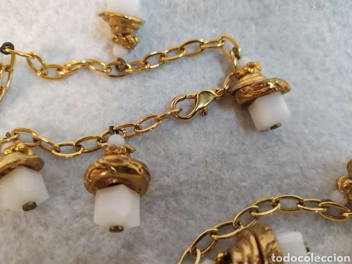 Joyeria: Espectacular collar vintage de opalina y abalorios dorados. - Foto 7