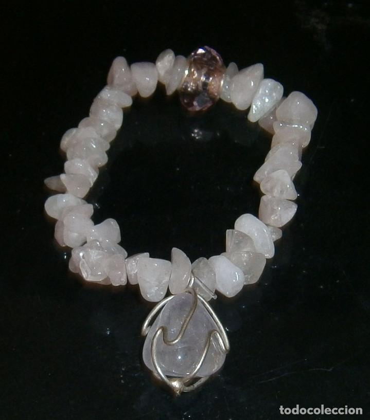 Joyeria: pulsera cuarzo rosa y de cristal regulable - Foto 1