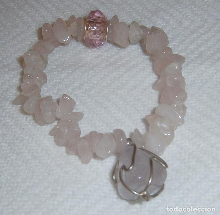 Joyeria: pulsera cuarzo rosa y de cristal regulable - Foto 2