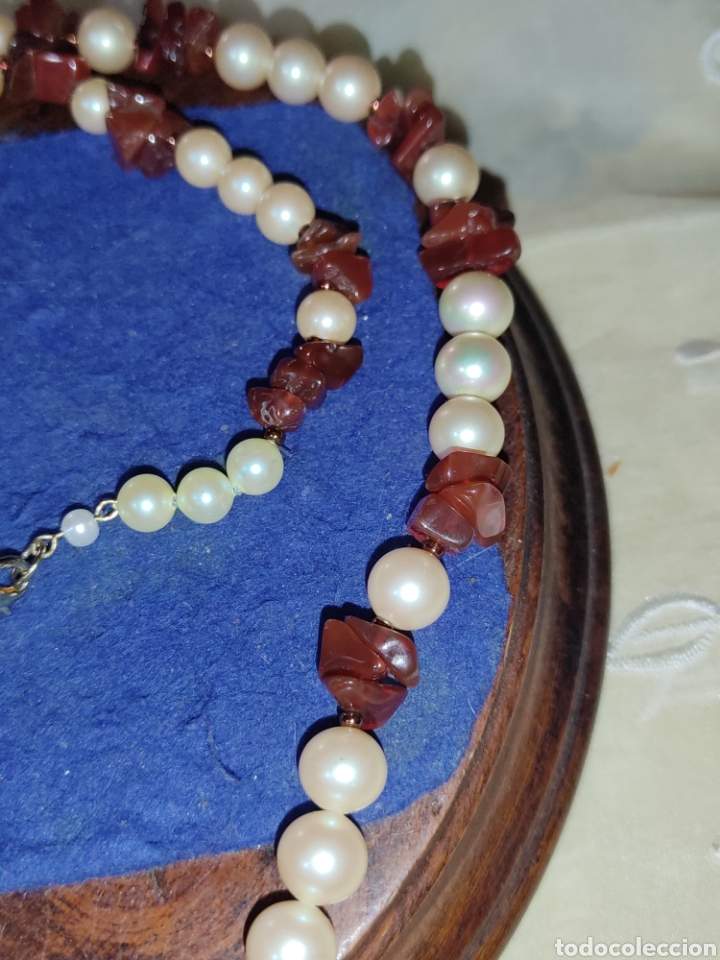 Joyeria: Collar largo de perlas y &aacute;gatas,a&ntilde;os 70. - Foto 3