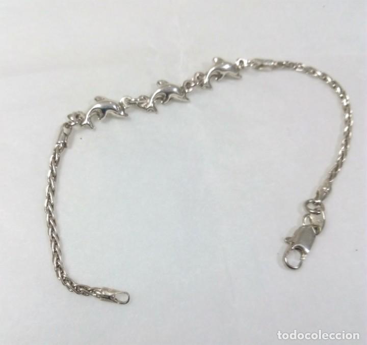 Joyeria: Pulsera de plata de ley con delfines - Medida 18 cm. - Foto 1