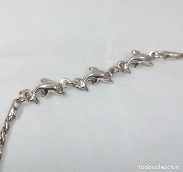 Joyeria: Pulsera de plata de ley con delfines - Medida 18 cm. - Foto 2